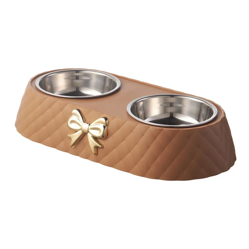 Everstead Elegant Bow-Tie Stainless Steel Double Pet Bowl