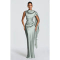 Everstead Elegant Satin Cape Evening Gown