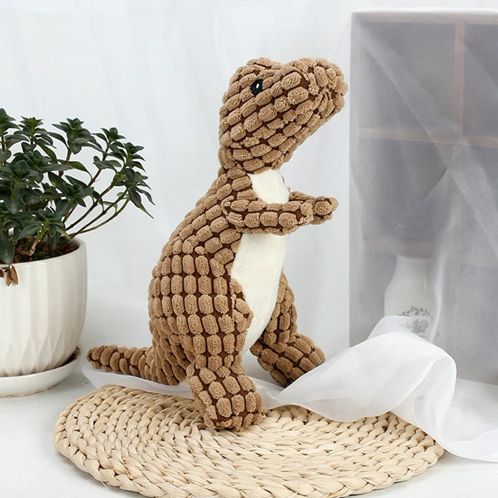 Everstead Plush Dinosaur Interactive Chew Toy for Small Dogs