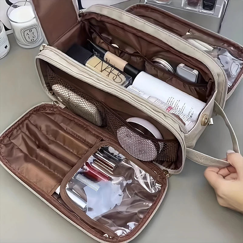 Everstead Large Capacity Makeup Bag – Waterproof PU Leather Travel Cosmetic Organizer