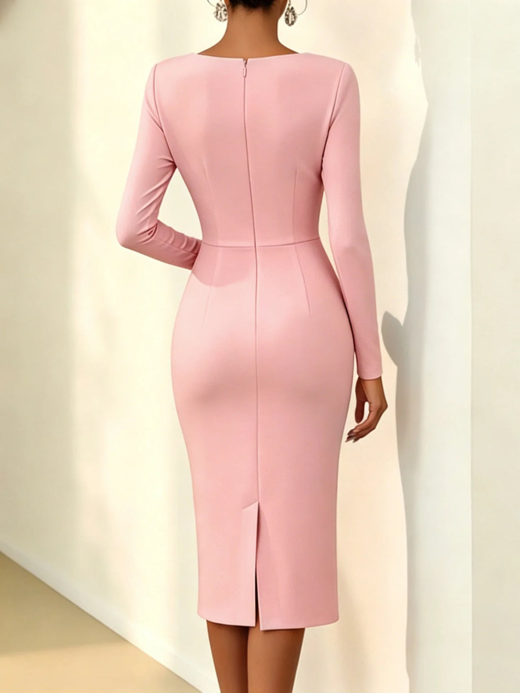 Elegant 3D Floral Bodycon Midi Dress – Women’s Party & Evening Gown