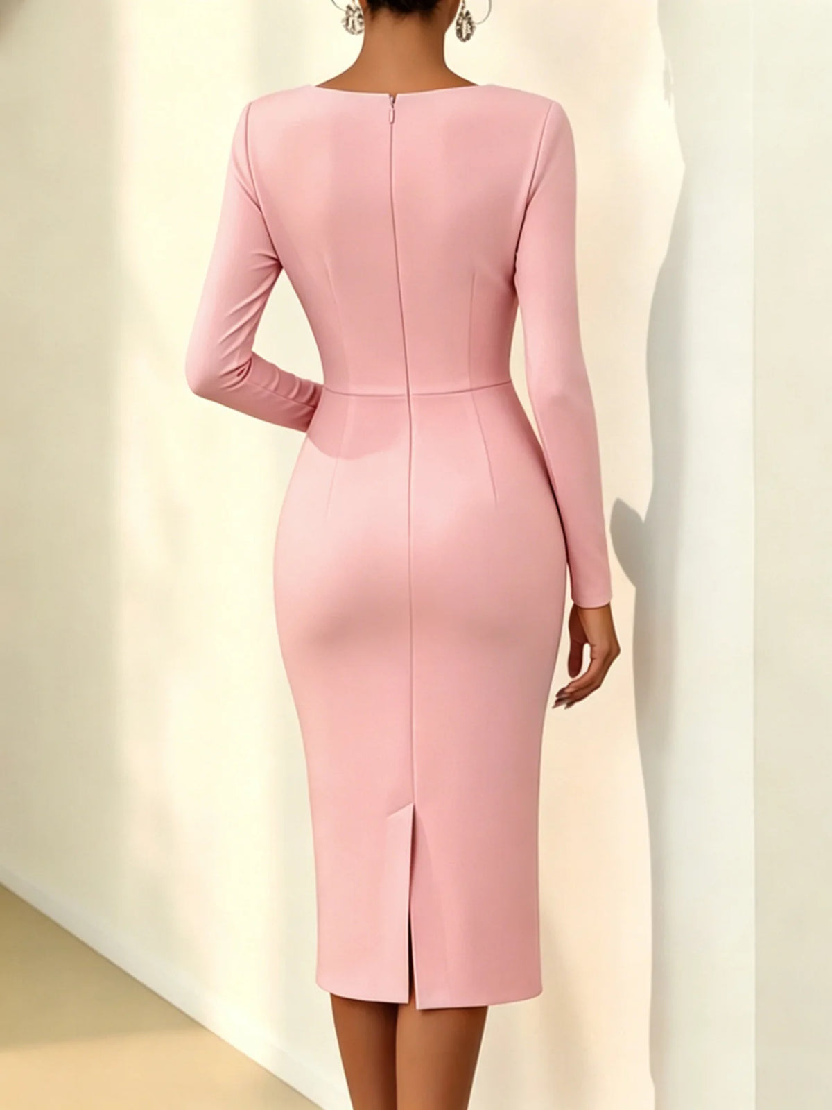 Elegant 3D Floral Bodycon Midi Dress – Women’s Party & Evening Gown