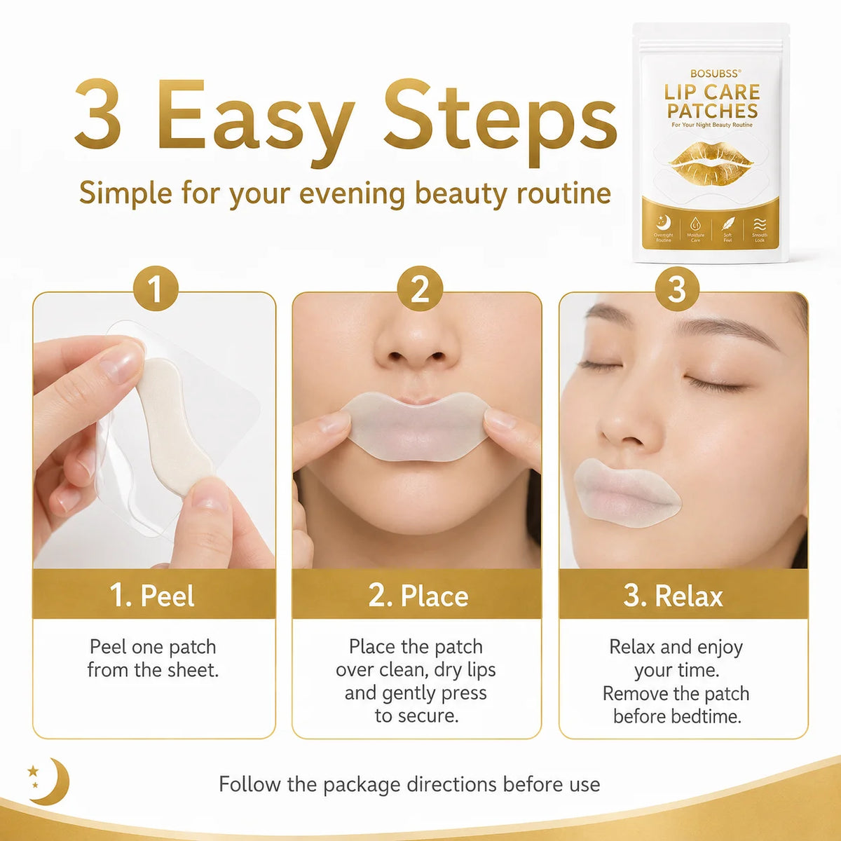Everstead Hydrating Lip Care Patches – 10-Piece Moisturizing Lip Treatment Set for Overnight Lip Care
