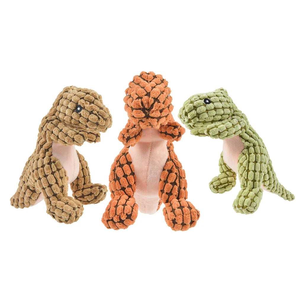 Everstead Plush Dinosaur Interactive Chew Toy for Small Dogs