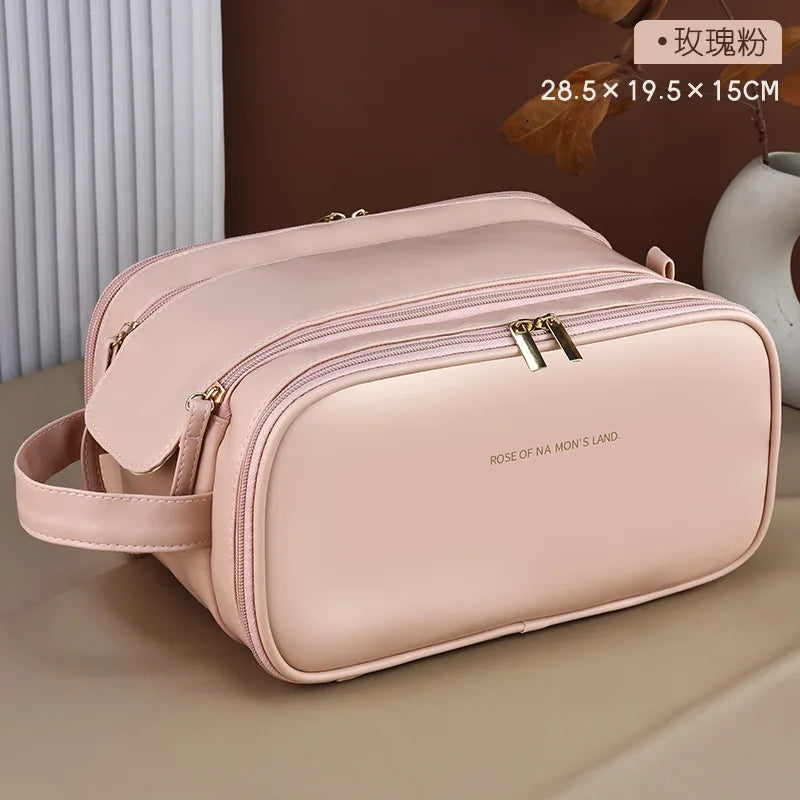 Everstead Large Capacity Makeup Bag – Waterproof PU Leather Travel Cosmetic Organizer