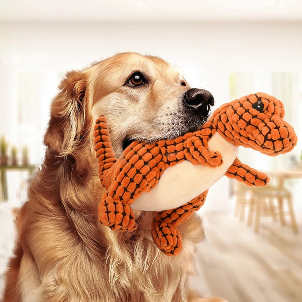 Everstead Plush Dinosaur Interactive Chew Toy for Small Dogs