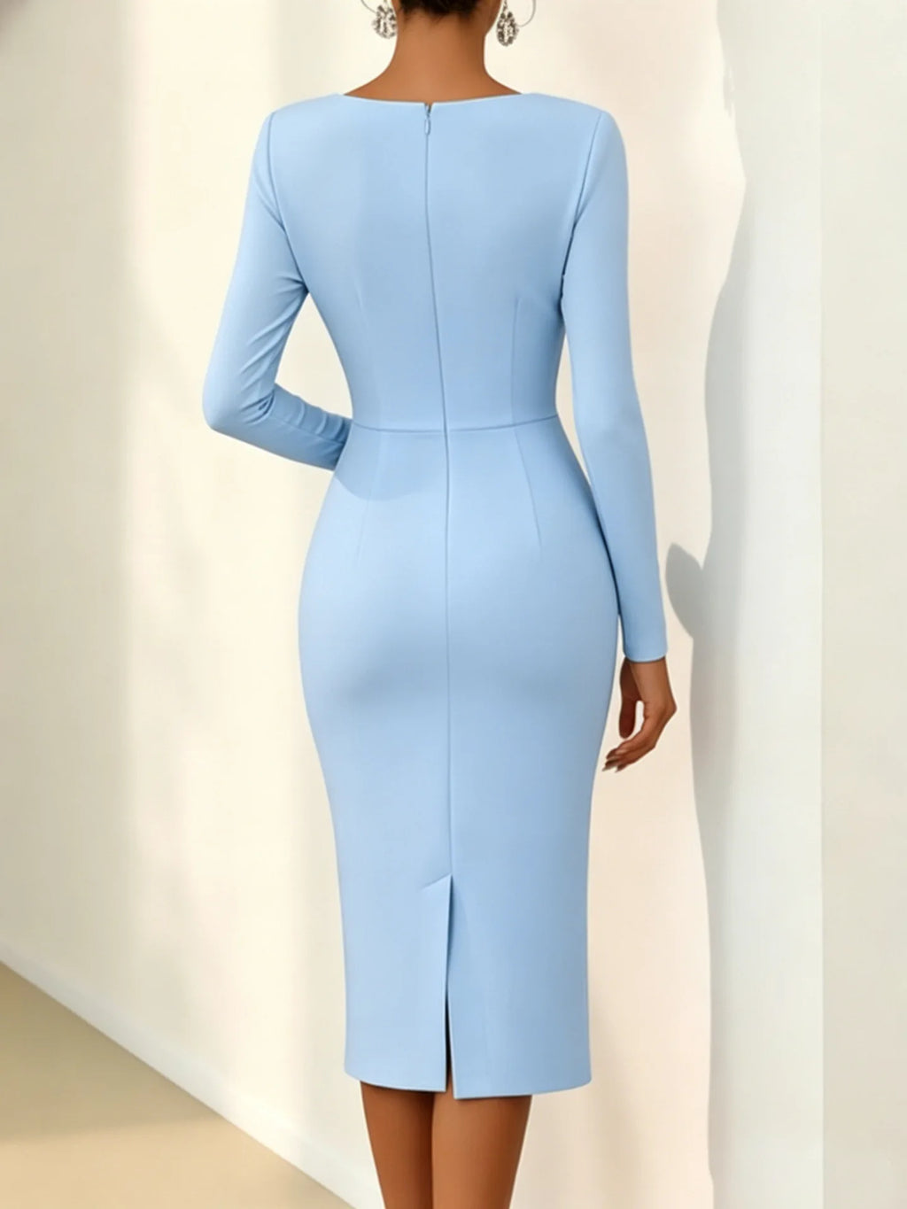 Elegant 3D Floral Bodycon Midi Dress – Women’s Party & Evening Gown
