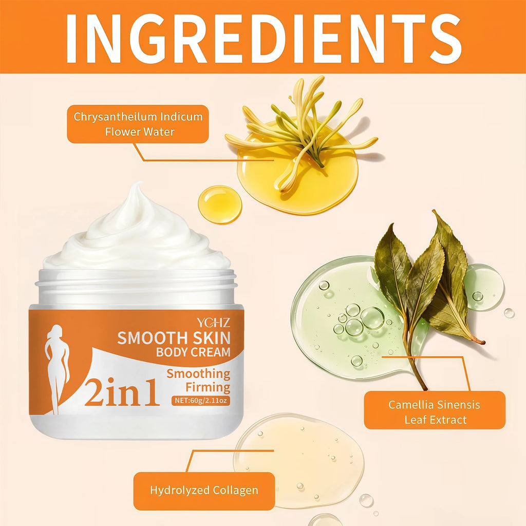 2-in-1 Body Moisturizing Thermal Cream - Firming and Lifting - Shea Butter and Plant Extracts - Controls Abdomen and Loose Skin - Hydrating Care for Arms and Legs - Suitable for All Skin Types - 60g